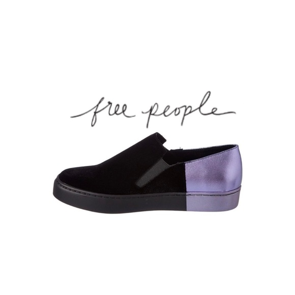 Free People Black Velvet Slip On Shoes - Picture 2 of 3